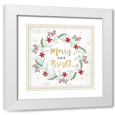 Merry and Bright White Modern Wood Framed Art Print with Double Matting by Pugh, Jennifer