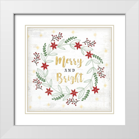 Merry and Bright White Modern Wood Framed Art Print with Double Matting by Pugh, Jennifer