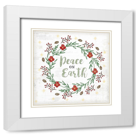 Peace on Earth White Modern Wood Framed Art Print with Double Matting by Pugh, Jennifer
