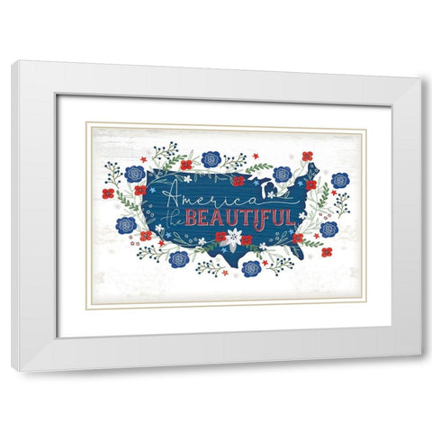 America the Beautiful White Modern Wood Framed Art Print with Double Matting by Pugh, Jennifer