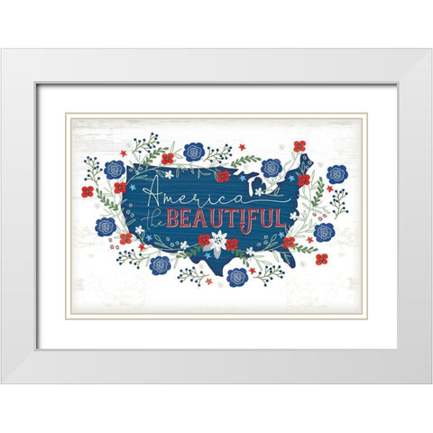 America the Beautiful White Modern Wood Framed Art Print with Double Matting by Pugh, Jennifer