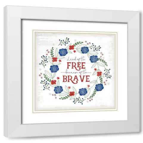 Land of the Free - Floral White Modern Wood Framed Art Print with Double Matting by Pugh, Jennifer