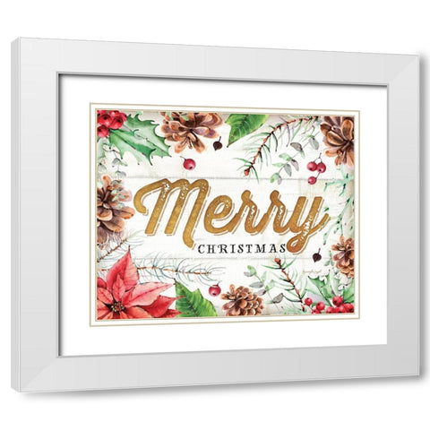 Merry White Modern Wood Framed Art Print with Double Matting by Pugh, Jennifer