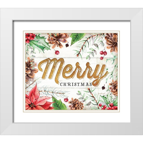 Merry White Modern Wood Framed Art Print with Double Matting by Pugh, Jennifer