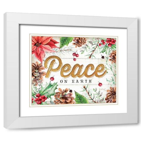 Peace White Modern Wood Framed Art Print with Double Matting by Pugh, Jennifer