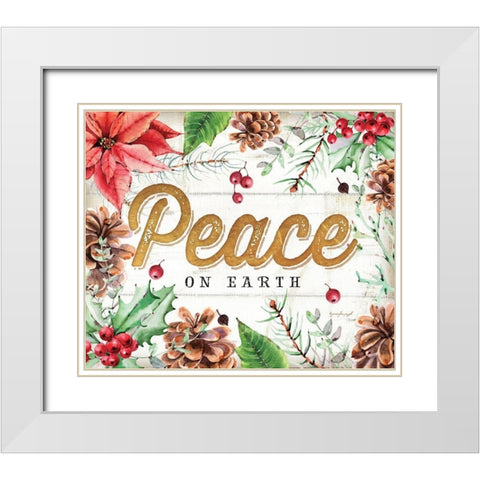 Peace White Modern Wood Framed Art Print with Double Matting by Pugh, Jennifer