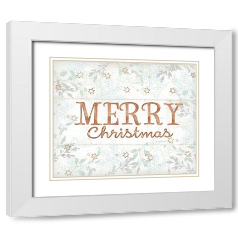 Merry Christmas White Modern Wood Framed Art Print with Double Matting by Pugh, Jennifer