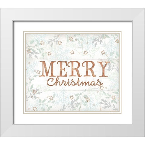 Merry Christmas White Modern Wood Framed Art Print with Double Matting by Pugh, Jennifer