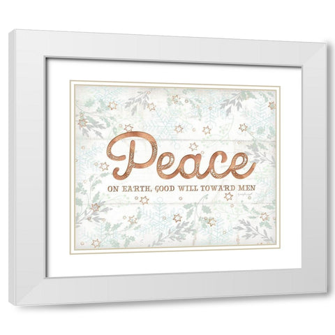 Peace White Modern Wood Framed Art Print with Double Matting by Pugh, Jennifer