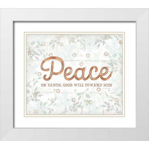 Peace White Modern Wood Framed Art Print with Double Matting by Pugh, Jennifer