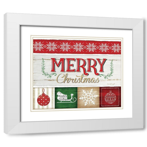 Merry Christmas White Modern Wood Framed Art Print with Double Matting by Pugh, Jennifer