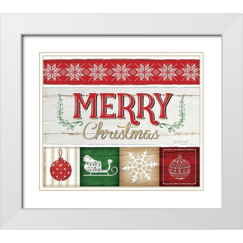 Merry Christmas White Modern Wood Framed Art Print with Double Matting by Pugh, Jennifer