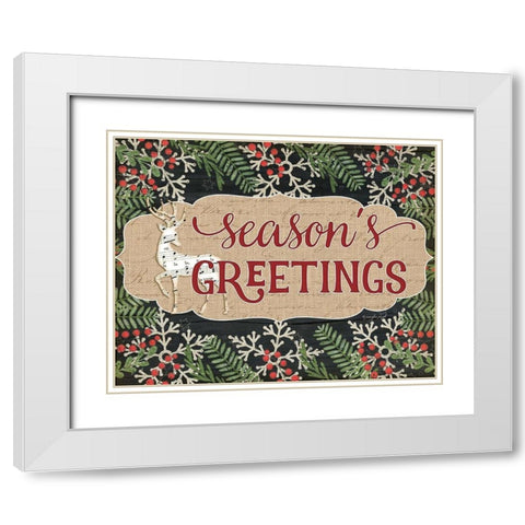 Seasons Greetings White Modern Wood Framed Art Print with Double Matting by Pugh, Jennifer