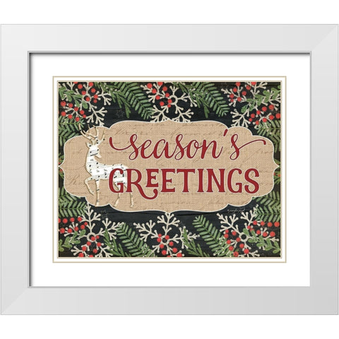 Seasons Greetings White Modern Wood Framed Art Print with Double Matting by Pugh, Jennifer