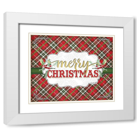 Merry Christmas White Modern Wood Framed Art Print with Double Matting by Pugh, Jennifer