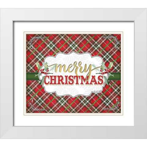 Merry Christmas White Modern Wood Framed Art Print with Double Matting by Pugh, Jennifer