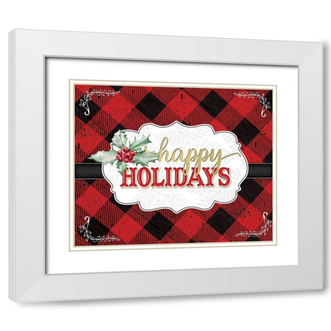 Happy Holidays White Modern Wood Framed Art Print with Double Matting by Pugh, Jennifer