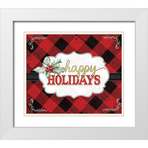 Happy Holidays White Modern Wood Framed Art Print with Double Matting by Pugh, Jennifer