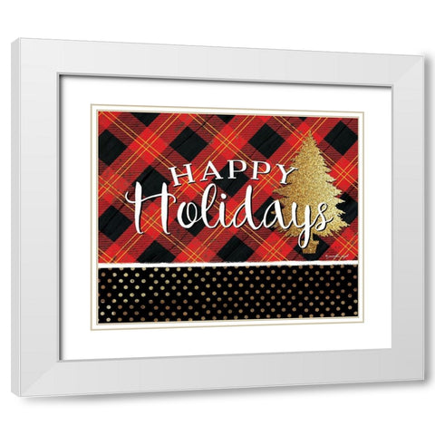 Happy Holidays White Modern Wood Framed Art Print with Double Matting by Pugh, Jennifer