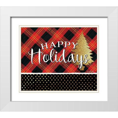 Happy Holidays White Modern Wood Framed Art Print with Double Matting by Pugh, Jennifer