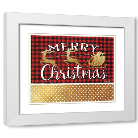 Merry Christmas White Modern Wood Framed Art Print with Double Matting by Pugh, Jennifer