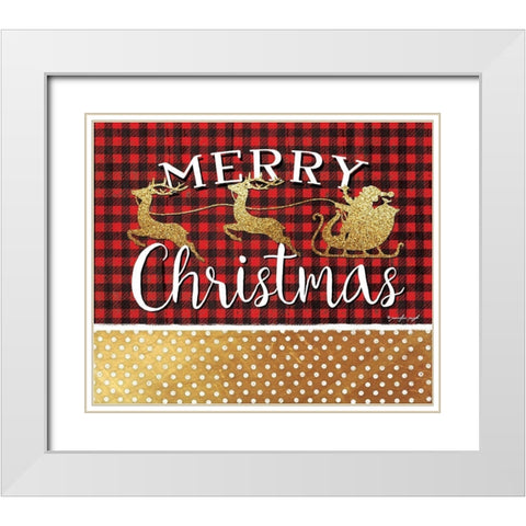 Merry Christmas White Modern Wood Framed Art Print with Double Matting by Pugh, Jennifer