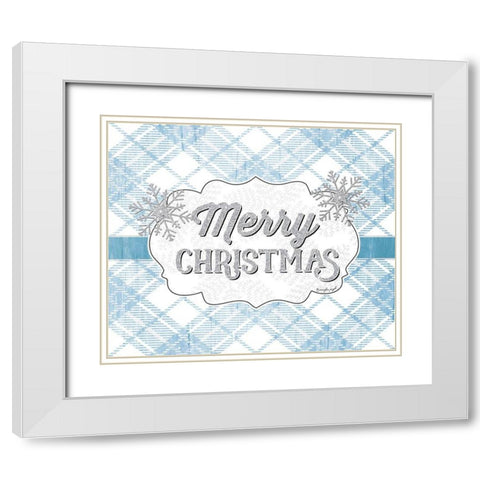 Merry Christmas White Modern Wood Framed Art Print with Double Matting by Pugh, Jennifer