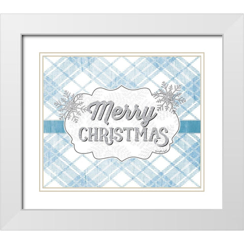 Merry Christmas White Modern Wood Framed Art Print with Double Matting by Pugh, Jennifer