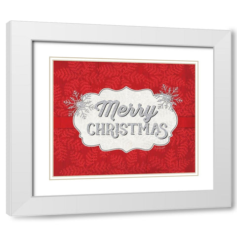 Merry Christmas White Modern Wood Framed Art Print with Double Matting by Pugh, Jennifer