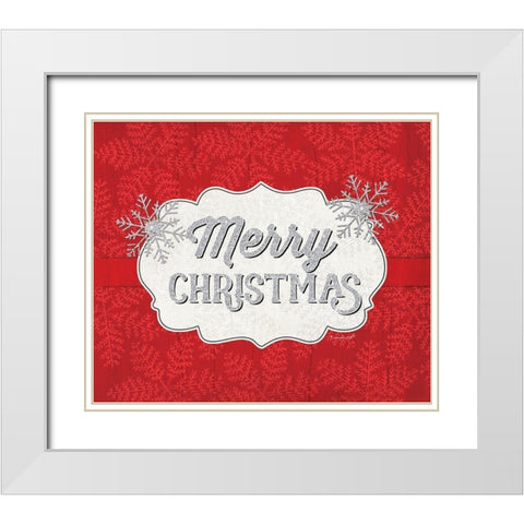 Merry Christmas White Modern Wood Framed Art Print with Double Matting by Pugh, Jennifer