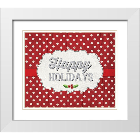 Happy Holidays White Modern Wood Framed Art Print with Double Matting by Pugh, Jennifer