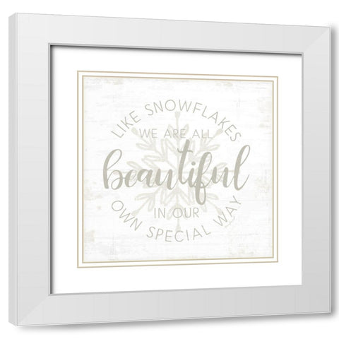 Like Snowflakes White Modern Wood Framed Art Print with Double Matting by Pugh, Jennifer