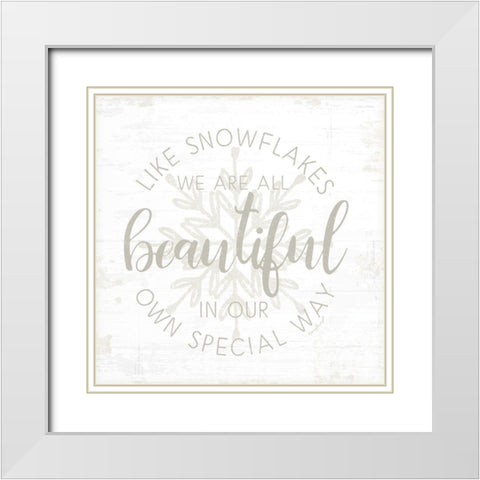 Like Snowflakes White Modern Wood Framed Art Print with Double Matting by Pugh, Jennifer