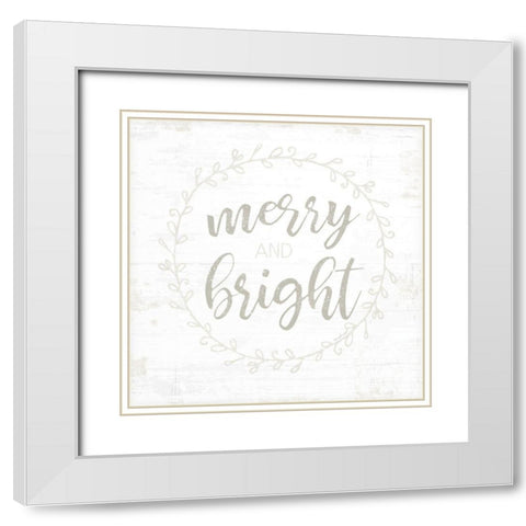 Merry and Bright White Modern Wood Framed Art Print with Double Matting by Pugh, Jennifer