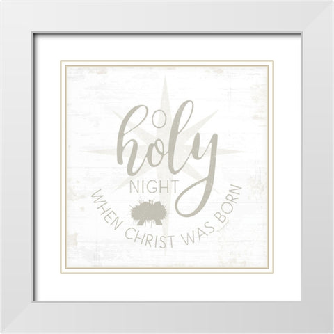 O Holy Night White Modern Wood Framed Art Print with Double Matting by Pugh, Jennifer