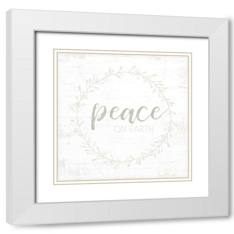 Peace on Earth White Modern Wood Framed Art Print with Double Matting by Pugh, Jennifer