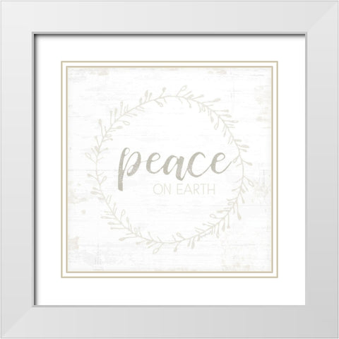 Peace on Earth White Modern Wood Framed Art Print with Double Matting by Pugh, Jennifer