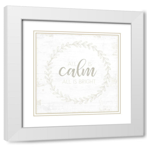 All is Calm White Modern Wood Framed Art Print with Double Matting by Pugh, Jennifer