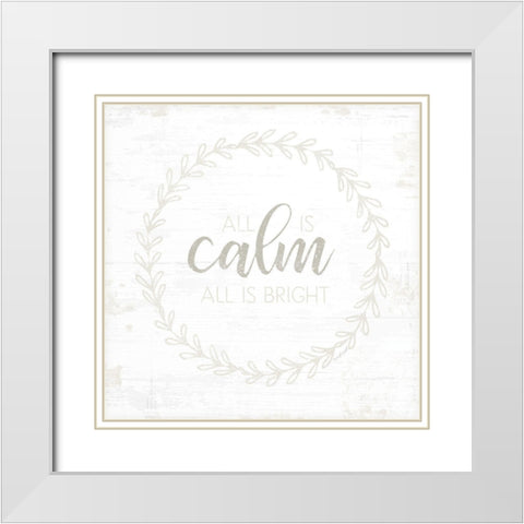 All is Calm White Modern Wood Framed Art Print with Double Matting by Pugh, Jennifer