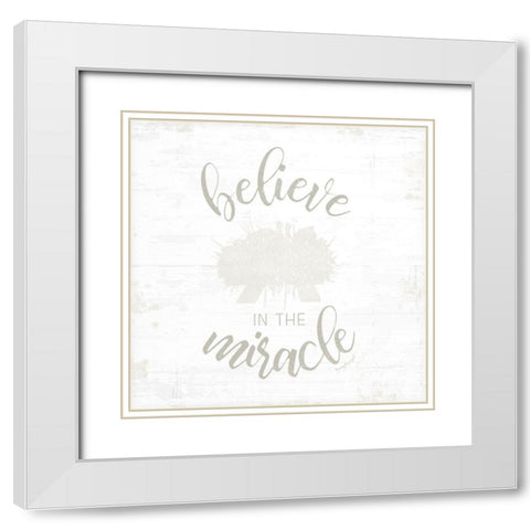 Believe in Miracle White Modern Wood Framed Art Print with Double Matting by Pugh, Jennifer