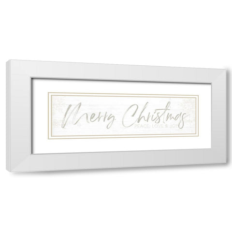 Merry Christmas White Modern Wood Framed Art Print with Double Matting by Pugh, Jennifer