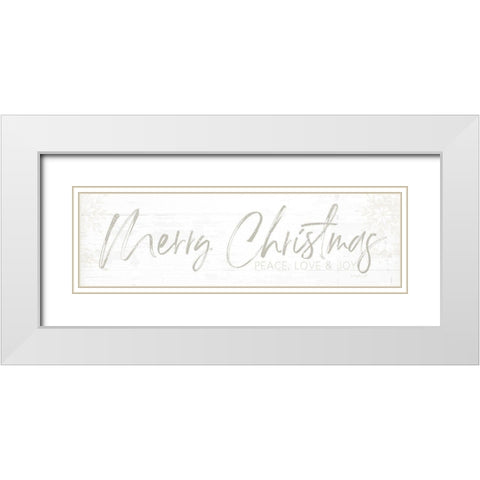 Merry Christmas White Modern Wood Framed Art Print with Double Matting by Pugh, Jennifer