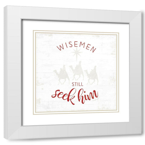 Wisemen Still Seek Him - Red White Modern Wood Framed Art Print with Double Matting by Pugh, Jennifer