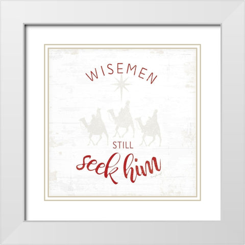 Wisemen Still Seek Him - Red White Modern Wood Framed Art Print with Double Matting by Pugh, Jennifer