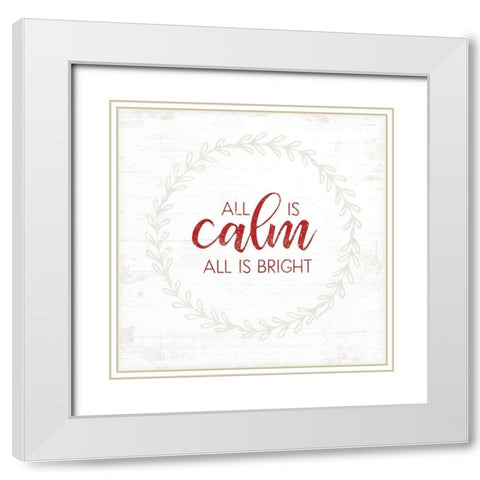 All is Calm - Red White Modern Wood Framed Art Print with Double Matting by Pugh, Jennifer