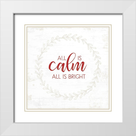 All is Calm - Red White Modern Wood Framed Art Print with Double Matting by Pugh, Jennifer