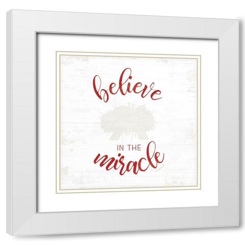 Believe in the Miracle - Red White Modern Wood Framed Art Print with Double Matting by Pugh, Jennifer