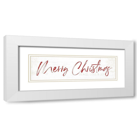 Merry Christmas - Red White Modern Wood Framed Art Print with Double Matting by Pugh, Jennifer