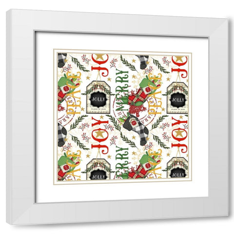 Stocking Pattern White Modern Wood Framed Art Print with Double Matting by Pugh, Jennifer