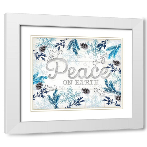 Peace White Modern Wood Framed Art Print with Double Matting by Pugh, Jennifer